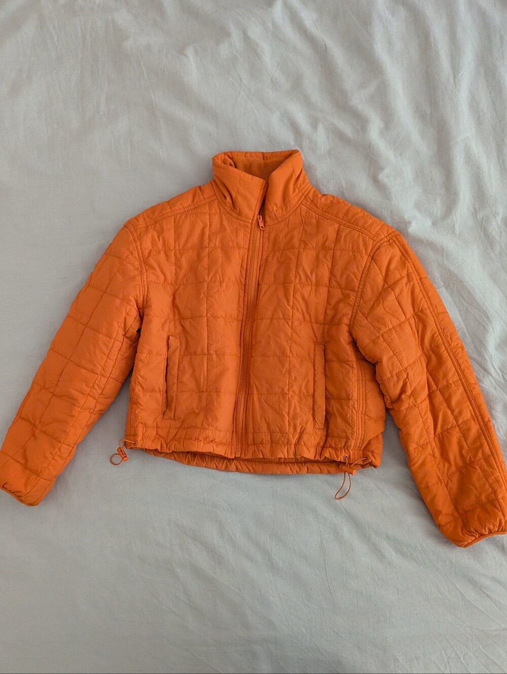 Cropped Orange Quilted Jacket